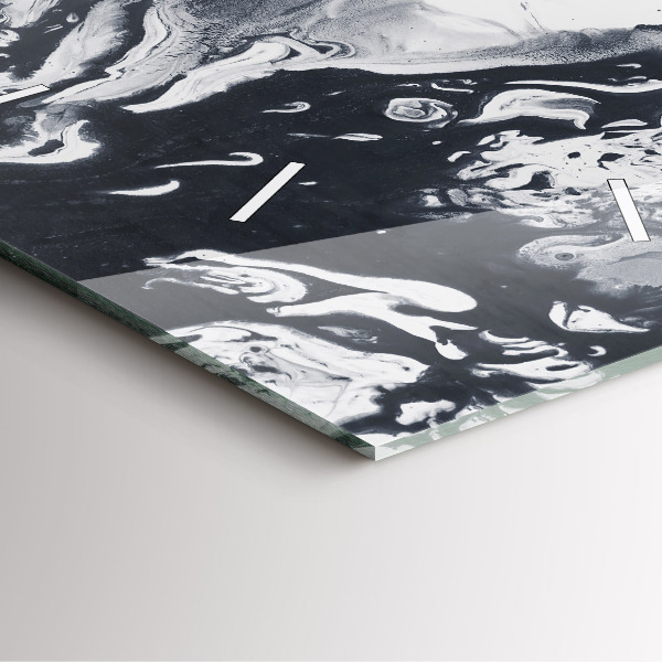 Square glass wall clock Abstract Ink Marble