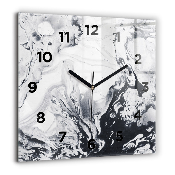 Square glass wall clock Abstract Ink Marble