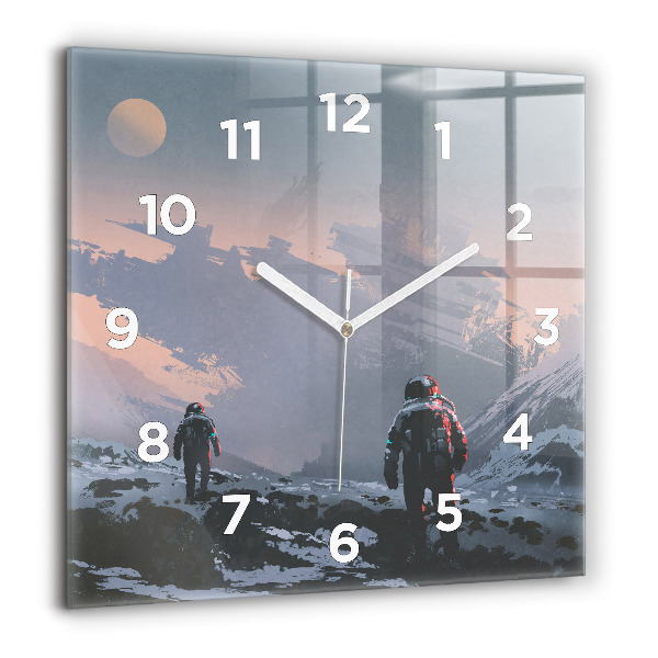 Square glass wall clock Astronauts Milky Way