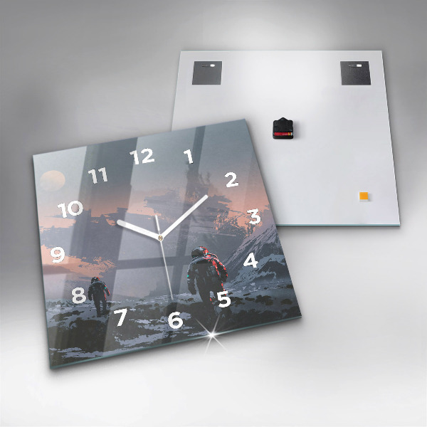 Square glass wall clock Astronauts Milky Way