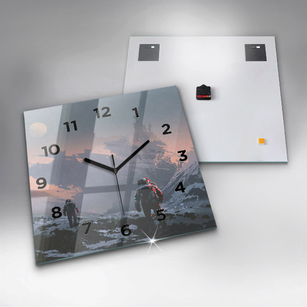 Square glass wall clock Astronauts Milky Way