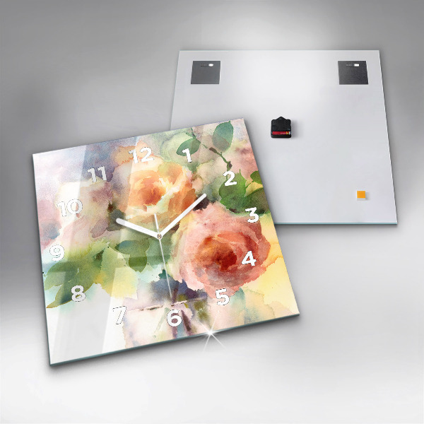 Square glass wall clock Visualization of Nature