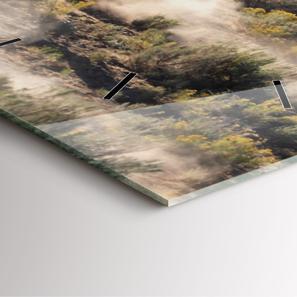 Square glass wall clock A herd of rushing horses
