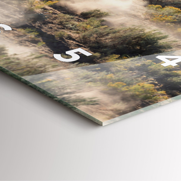 Square glass wall clock A herd of rushing horses