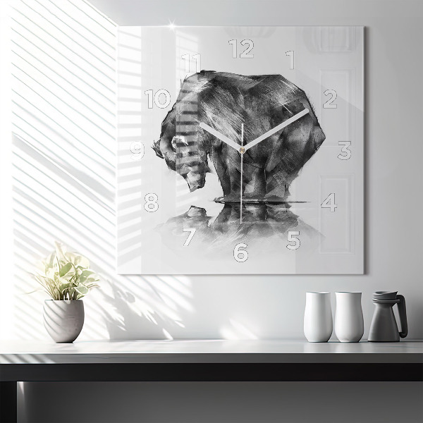 Square glass wall clock Cartoon bear