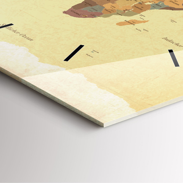 Square glass wall clock Vintage World Map