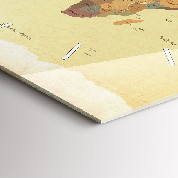 Square glass wall clock Vintage World Map