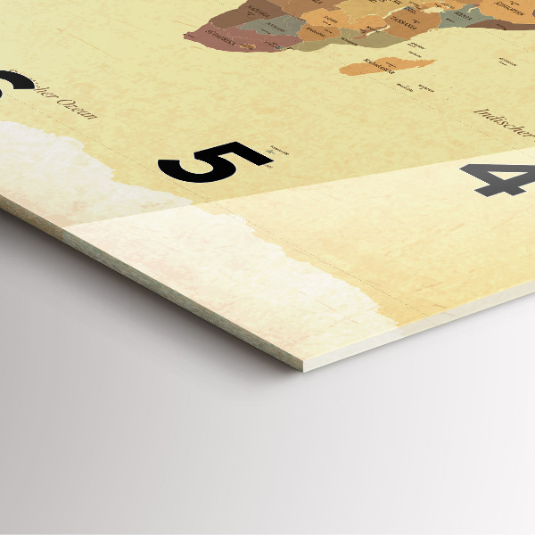 Square glass wall clock Vintage World Map