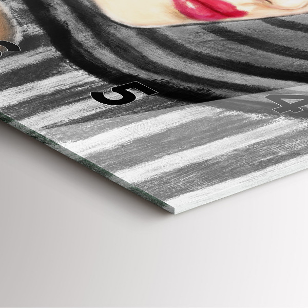 Square glass wall clock Woman in Black and White