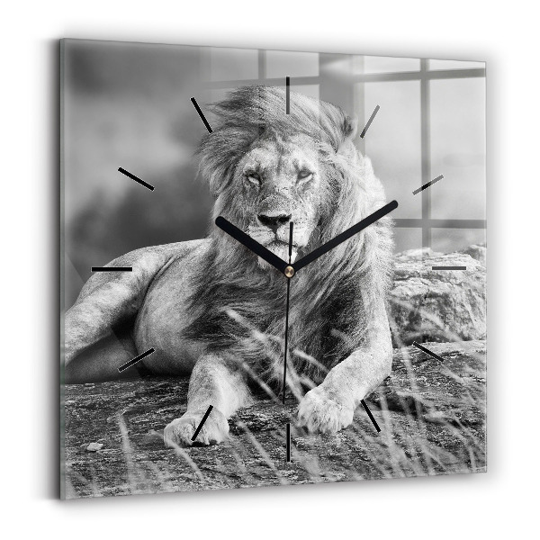 Square glass wall clock Abstraction - Lion