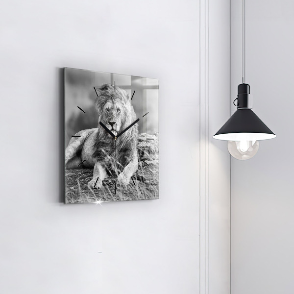 Square glass wall clock Abstraction - Lion