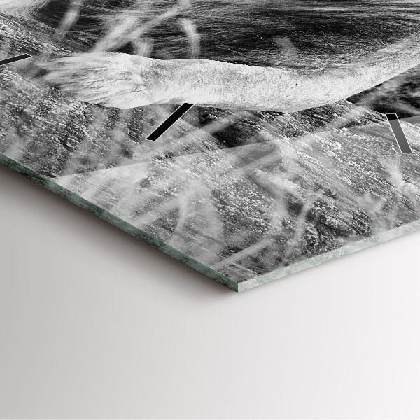Square glass wall clock Abstraction - Lion