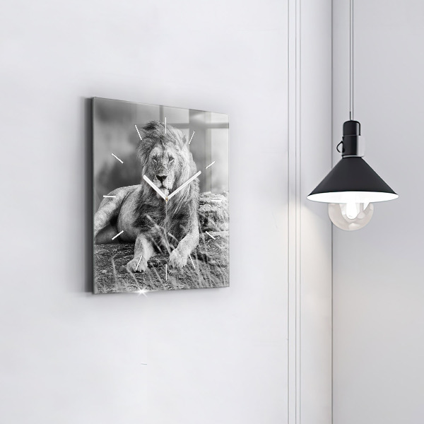 Square glass wall clock Abstraction - Lion