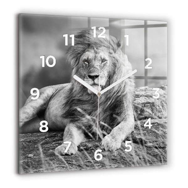 Square glass wall clock Abstraction - Lion