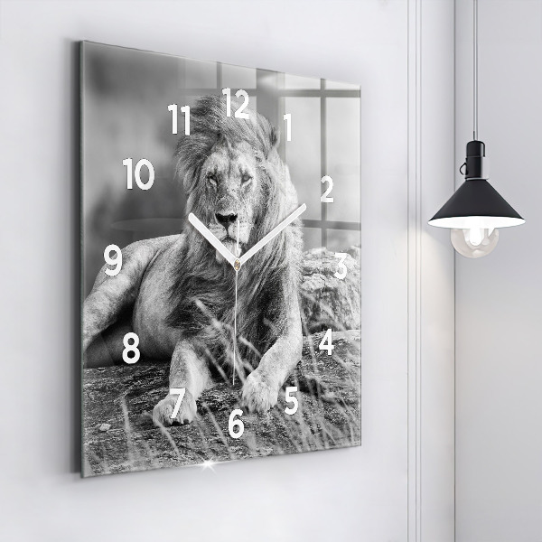 Square glass wall clock Abstraction - Lion