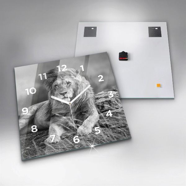Square glass wall clock Abstraction - Lion