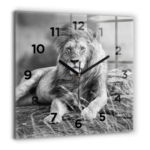 Square glass wall clock Abstraction - Lion