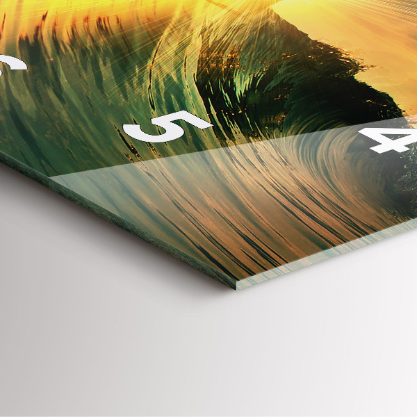 Square glass wall clock Waves Sunset Perspective
