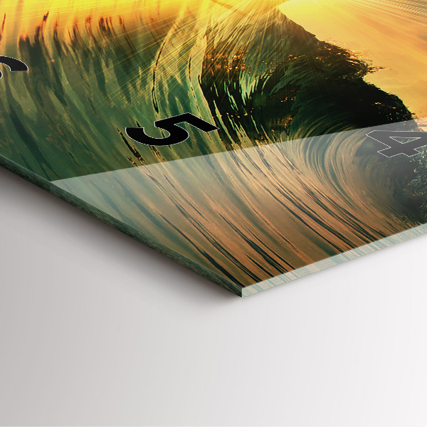 Square glass wall clock Waves Sunset Perspective