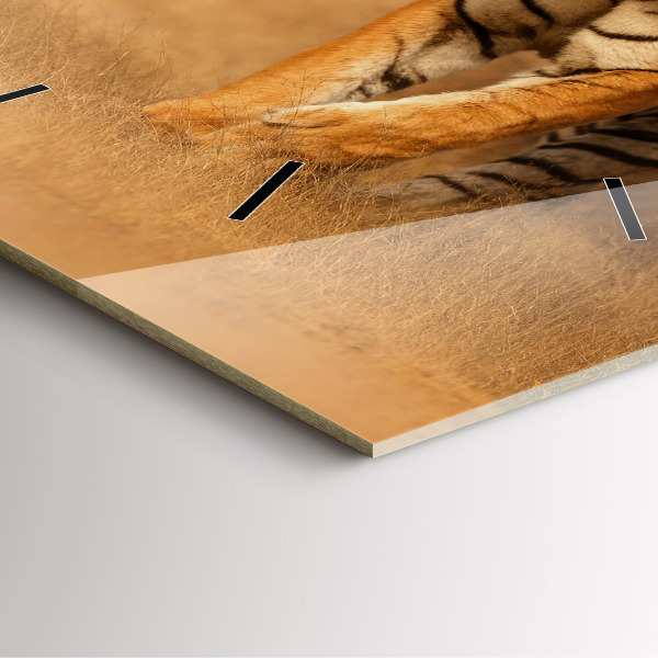 Square glass wall clock Hunting Tiger