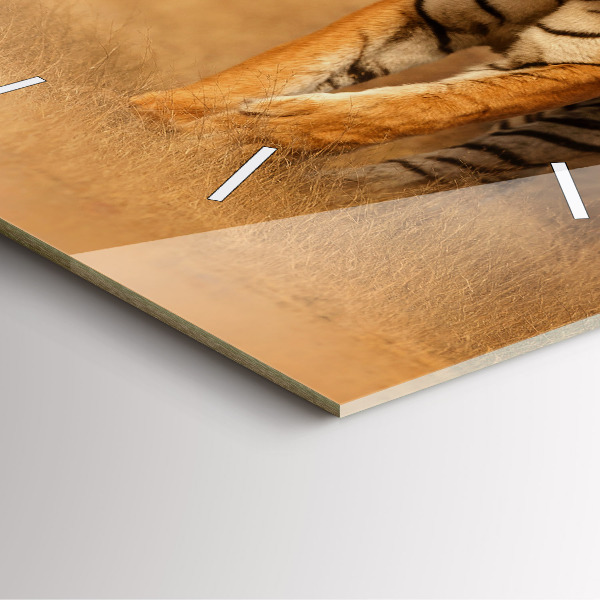 Square glass wall clock Hunting Tiger