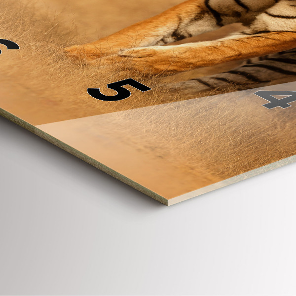 Square glass wall clock Hunting Tiger