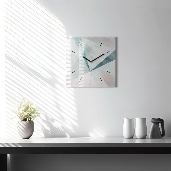 Square glass wall clock Triangles Abstract Texture