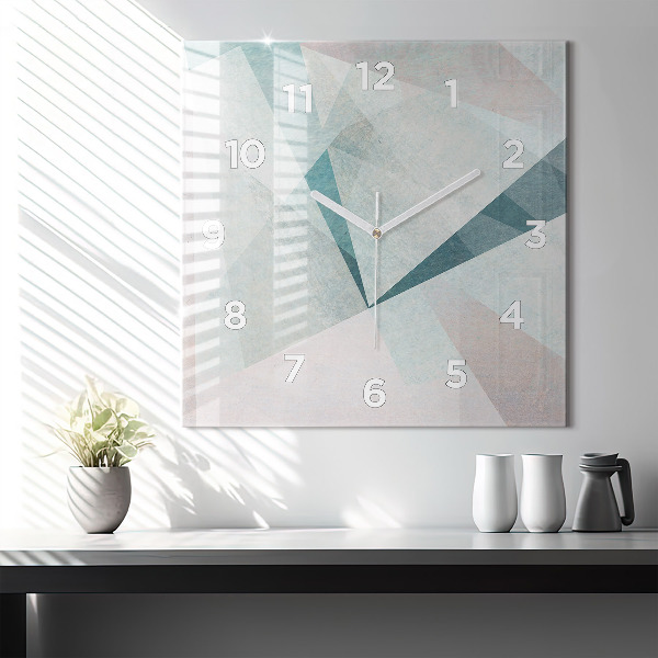Square glass wall clock Triangles Abstract Texture