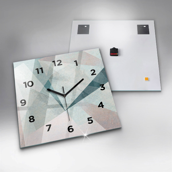 Square glass wall clock Triangles Abstract Texture