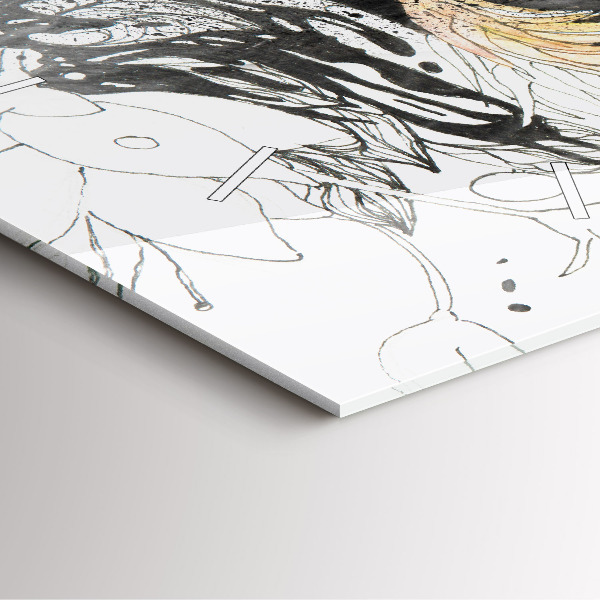 Square glass wall clock Abstract woman's face