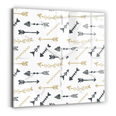 Square glass wall clock Geometric hipster pattern