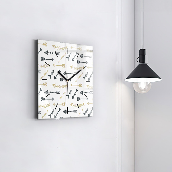 Square glass wall clock Geometric hipster pattern