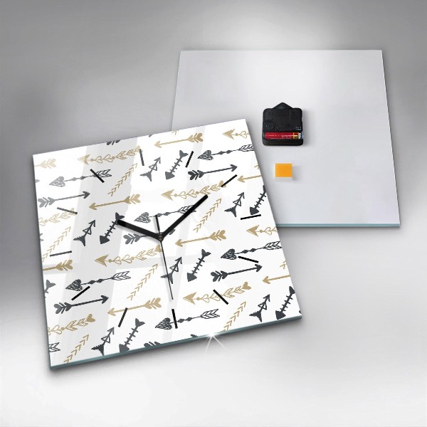 Square glass wall clock Geometric hipster pattern