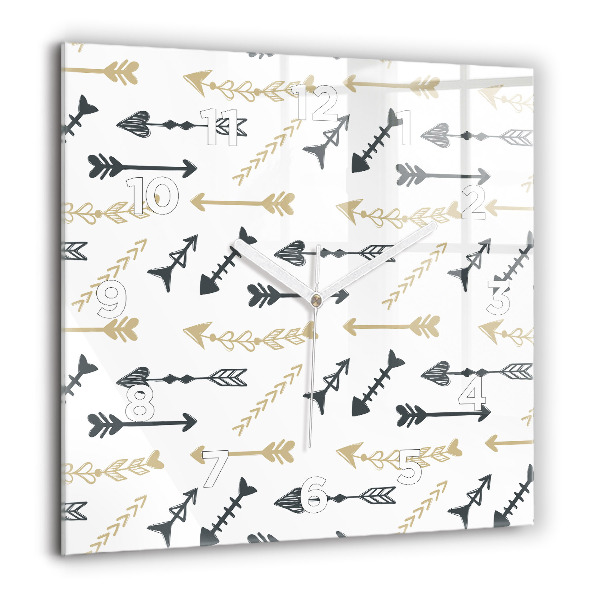 Square glass wall clock Geometric hipster pattern