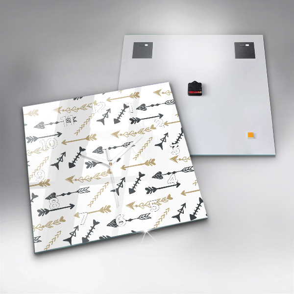 Square glass wall clock Geometric hipster pattern