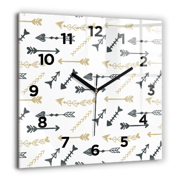 Square glass wall clock Geometric hipster pattern