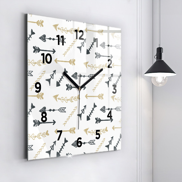 Square glass wall clock Geometric hipster pattern
