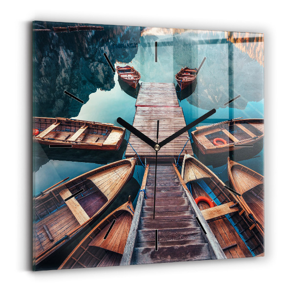 Square glass wall clock Pier and Lake