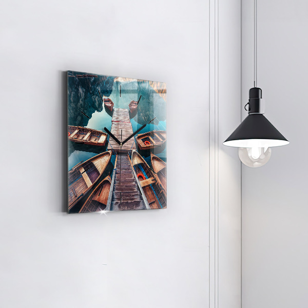 Square glass wall clock Pier and Lake