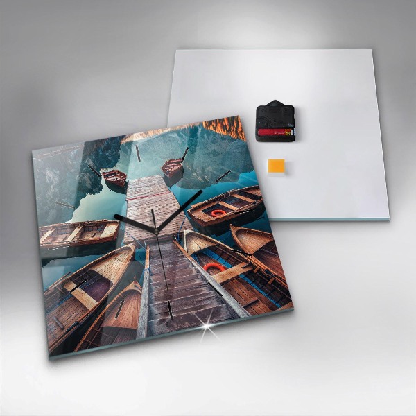 Square glass wall clock Pier and Lake
