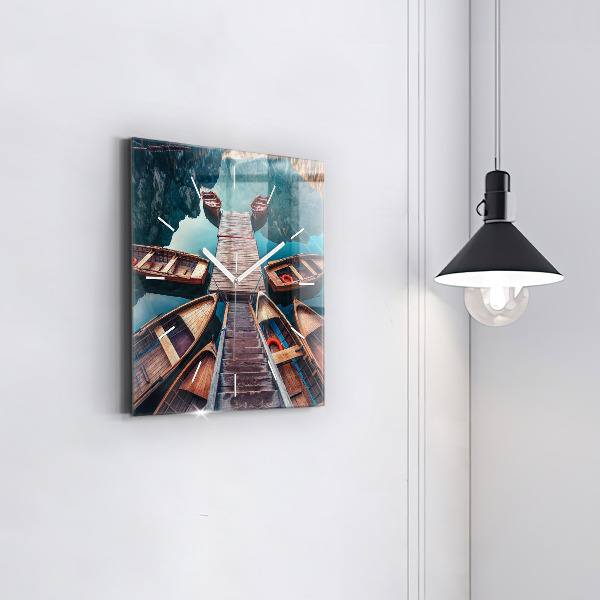 Square glass wall clock Pier and Lake