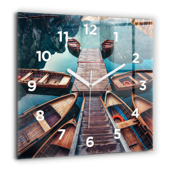 Square glass wall clock Pier and Lake