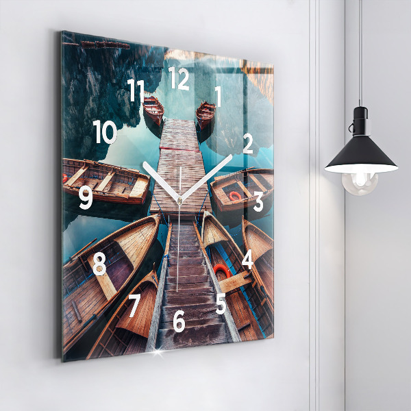 Square glass wall clock Pier and Lake