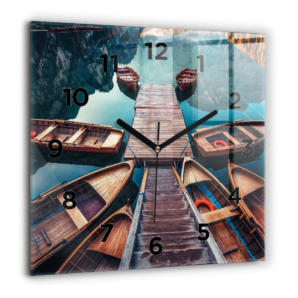 Square glass wall clock Pier and Lake