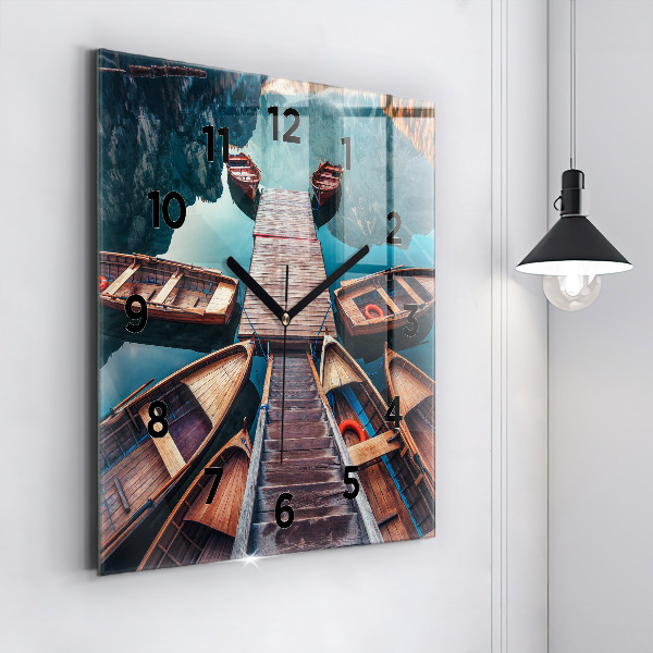 Square glass wall clock Pier and Lake
