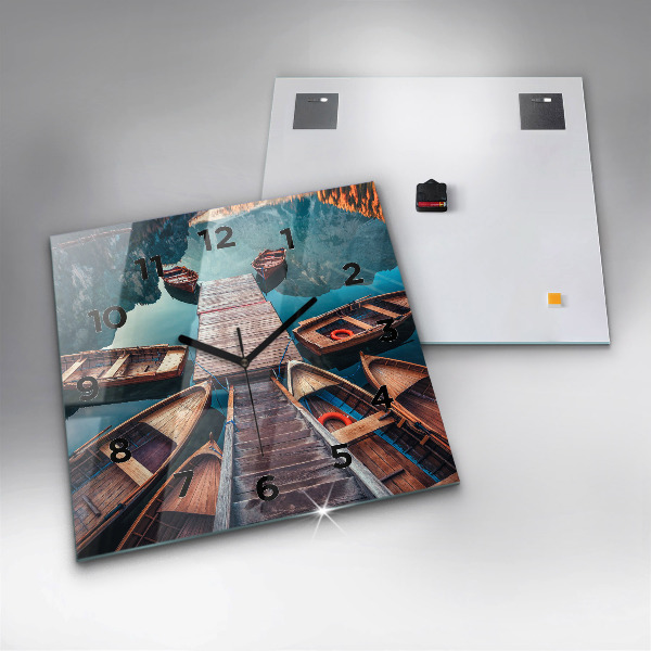 Square glass wall clock Pier and Lake