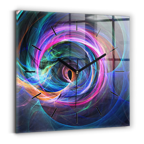 Square glass wall clock Colorful Fractal