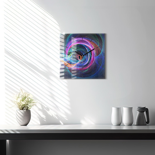 Square glass wall clock Colorful Fractal