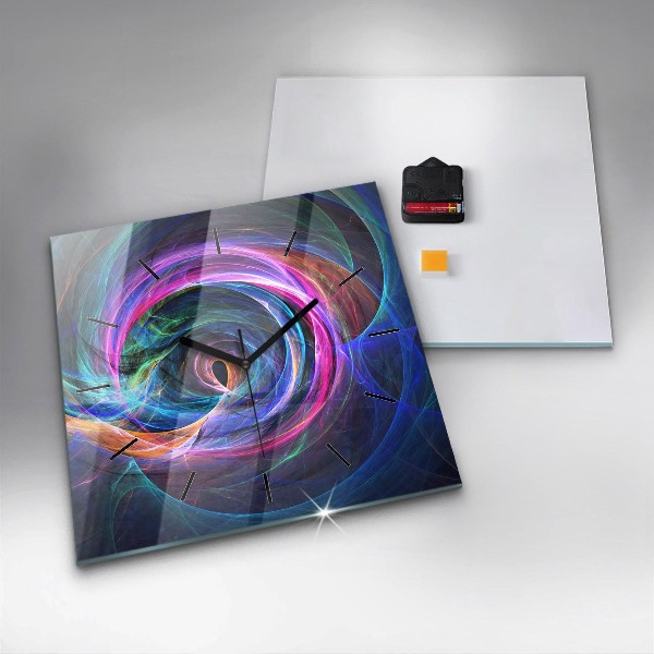 Square glass wall clock Colorful Fractal