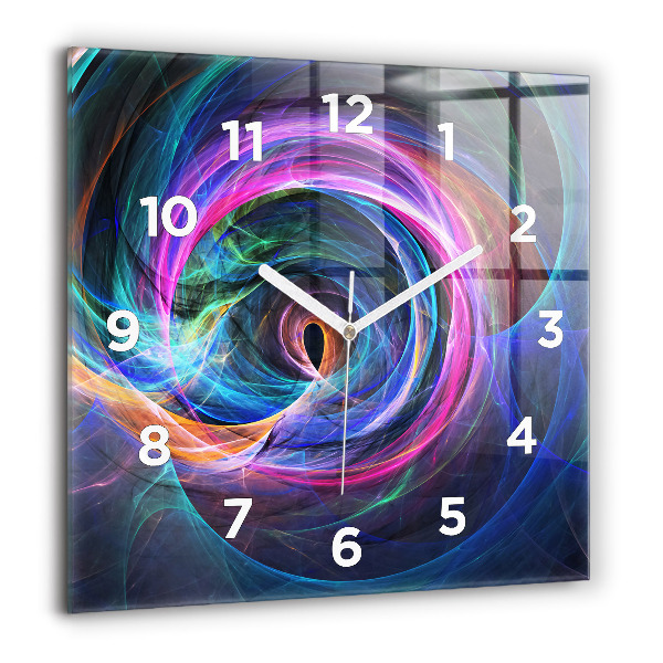 Square glass wall clock Colorful Fractal